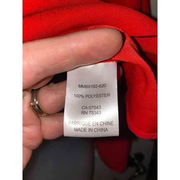 Amaryllis Red Long Bell Sleeve Smocked Blouse By Amaryllis  Size Small - Picture 3 of 8